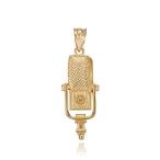 Recording Microphone Music Studio Pendant 14k Yellow Gold