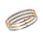 Tri Color Gold Dainty Diamond Rope Design Stackable Rings (Size 8)