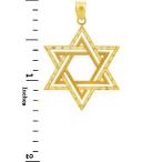 14k Yellow Gold Satin Jewish Star of David Charm Pendant