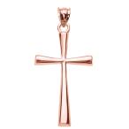 Solid 14k Rose Gold Simple Cross Pendant