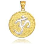 10k Two Tone Gold Om (Aum) Medallion Pendant