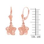 Beautiful 14k Rose Gold Rose Flower Leverback Earrings