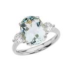 Elegant 10k White Gold Sky Blue Aquamarine with White Topaz Engagement