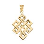 Fine 14k Yellow Gold Japanese Endless Knot Pendant Necklace, 22"