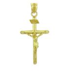 Solid 14k Yellow Gold Cross Charm INRI Crucifix Pendant