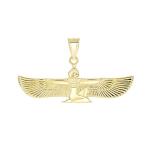 Solid 14k Yellow Gold Egyptian Winged Goddess Isis Charm Pendant