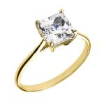 10k Yellow Gold CZ Princess Cut Solitaire Engagement Ring (Size 9)