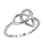 High Polish 14k White Gold Twisted Style Rope Band Trinity Knot Ring (