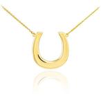 14k Yellow Gold Lucky Horseshoe Pendant Necklace, 16"