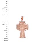 Solid 14k Rose Gold Diamond Eastern Orthodox IC XC NIKA Cross Pendant