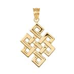 Fine 14k Yellow Gold Japanese Endless Knot Pendant