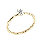 Dainty 14k Yellow Gold Stackable Oval-Shaped CZ Rope Engagement/Promis