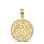 Solid 10k Yellow Gold Triskele Triskelion Triple Spiral Celtic Knot Di