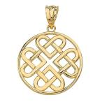 Women's 14k Yellow Gold Endless Celtic Knot Heart Infinity Charm Penda