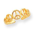 Solid 10k Gold Peace Sign Toe Ring