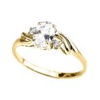 Exquisite 10k Yellow Gold Oval-Shaped April Birthstone CZ Proposal Rin