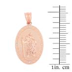 Solid 10k Rose Gold Saint Christopher Diamond Oval Medal Catholic Prot