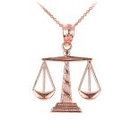 14k Rose Gold Scales of Justice Pendant Necklace, 22"