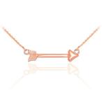 14k Rose Gold High Polish Sideways Arrow Pendant Necklace, 18"