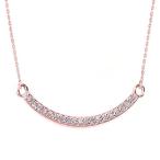 Exquisite Curved Bar Necklace with CZ in 14k Rose Gold, 18"