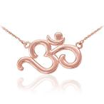 Hindu Meditation Charm Yoga "Om" (Aum) Necklace in 14k Rose Gold, 16"
