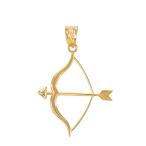 Polished 10k Yellow Gold Bow and Arrow Charm Pendant