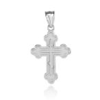 Fine 14k White Gold Eastern Orthodox Cross Charm Pendant