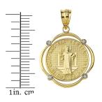 10k Yellow Gold Medalla De San Benito Saint St Benedict Diamond Pendan