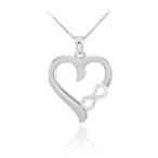 Fine 14k White Gold High Polish Diamond Infinity Charm Open Heart Pend