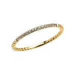 14k Yellow Gold Dainty Diamond Stackable Rope Design Ring(Size 8.5)