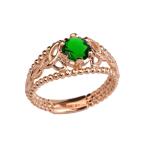 10k Rose Gold Modern Beaded Celtic Trinity Knot Engagement Ring with M