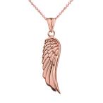 Bold 10k Rose Gold Angel Wing Charm Pendant Necklace, 16"