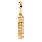 London's Big Ben Clock Tower Charm Pendant in 10k Yellow Gold