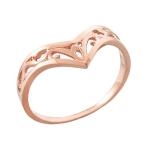 Fine 10k Rose Gold Filigree Chevron Ring for Women (Size 6.5)