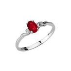 Dainty 10k White Gold Genuine Ruby Swirled Engagement/Promise Solitair