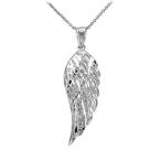 Textured 14k White Gold Angel Wing Pendant Necklace, Small, 20"