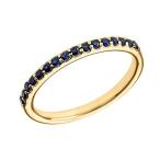 14k Yellow Gold Stackable Blue CZ Wedding Band (Size 9.5)