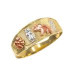 Solid 10k Tri-tone Gold Good Luck Charm Ring (Size 7.5)