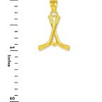 Sports Charms 14k Gold Ice Hockey Sticks and Puck Winter Pendant