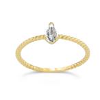 Dainty 14k Yellow Gold Solitaire CZ Pear-Shaped Modern Engagement Rope