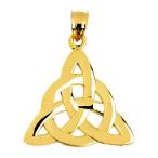 14k Yellow Gold Traditional Celtic Trinity Knot Pendant Necklace, 22"