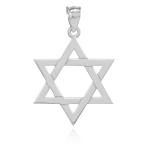 Solid 14k White Gold Traditional Jewish Star of David Charm Pendant Ne