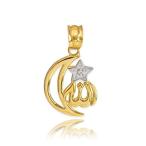 10k Two-Tone Gold Diamond-Accented Islamic Star and Crescent Moon Alla