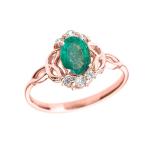 Elegant 14k Rose Gold Diamond Trinity Knot Proposal Ring with Genuine