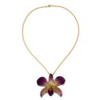 NOVICA 24k Gold Plated Pink and Purple Natural Orchid Flower Pendant N