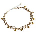 NOVICA Dyed Brown Cultured Freshwater Pearl Stainless Steel Choker Nec