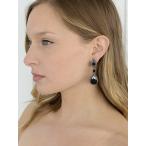Mariell Jet Black Crystal Clip On with Pave Frames and Teardrop Dangle