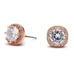 Mariell Rose Gold Plated Cubic Zirconia Cushion Shape 10mm Halo Stud E