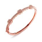 Mariell Rose Gold Zirconia Crystal Bangle Bracelet for Women, Wedding