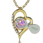Nano Jewelry Gold Plated Zodiac Heart Pendant Gemini Necklace 24k Gold